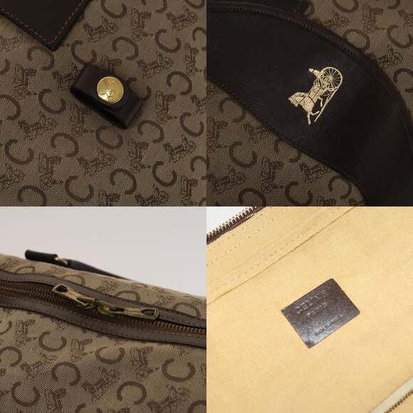 CELINE C Sulky Boston Bag Canvas Beige Gold - Picture 11 of 12